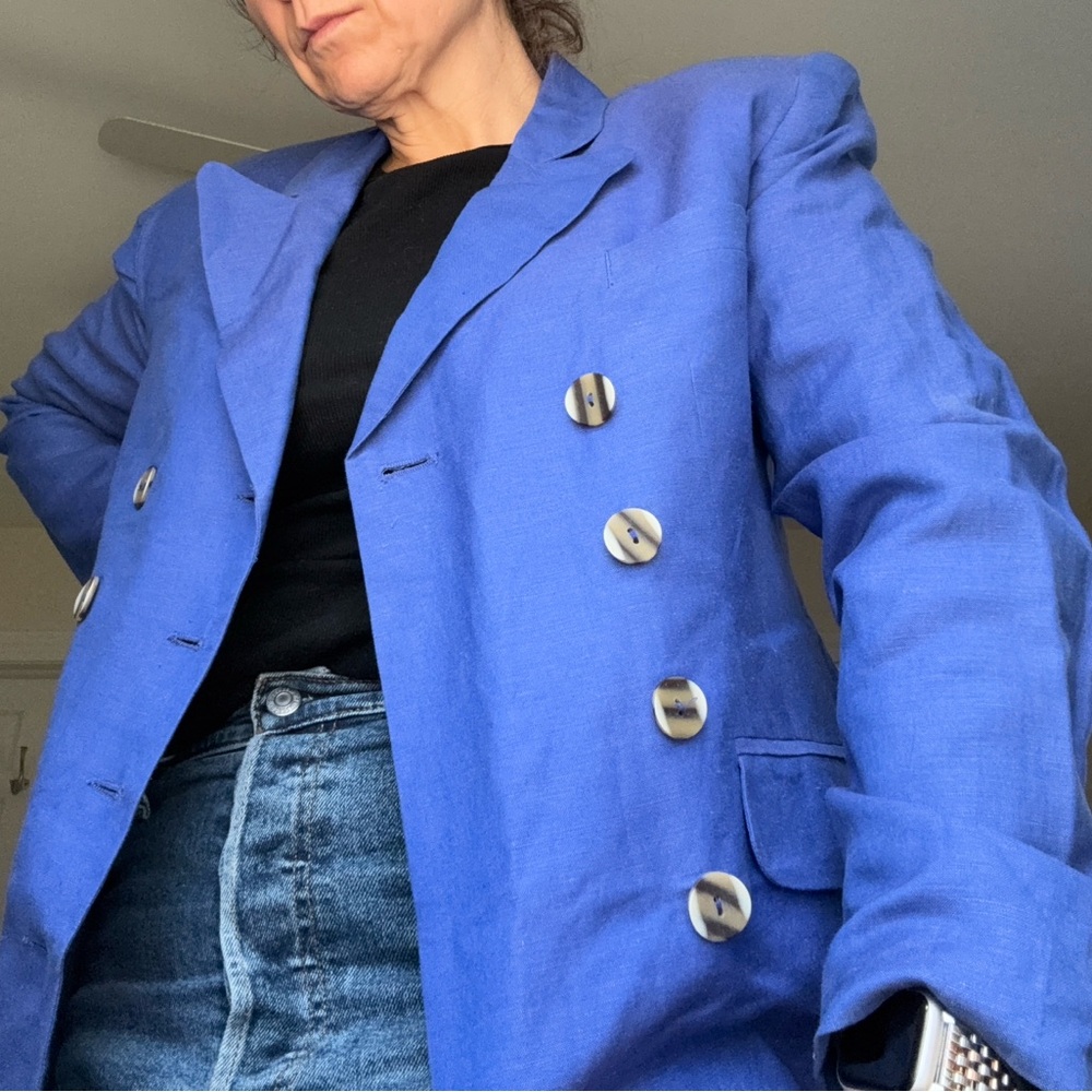 Casual Corner Vintage Royal Blue Double-Breasted Blazer